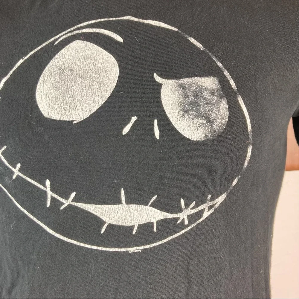 Old Navy Jack Skellington Black Short-Sleeve T-shirt with White Skull Graphic XL